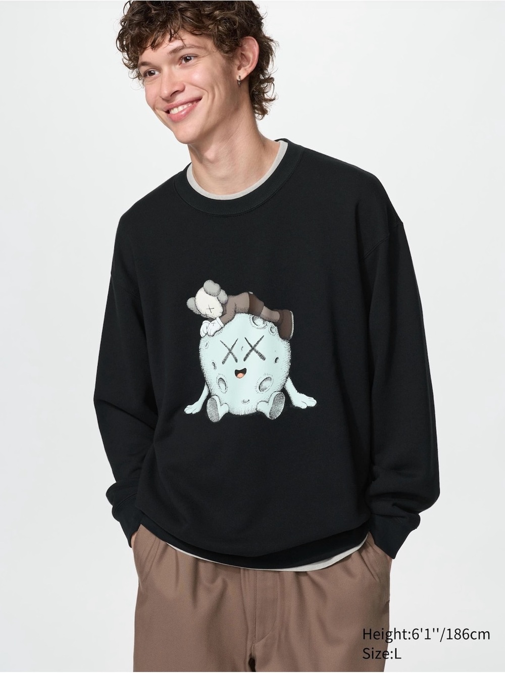 KAWS x UNIQLO Universe Sweatshirt BLACK Moon Print NWT